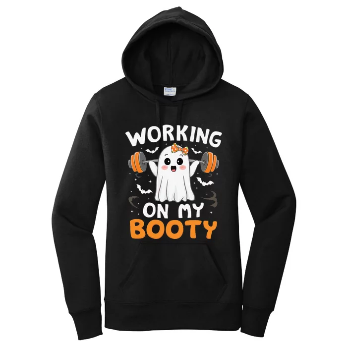 Working On My Booty Funny Halloween Ghost Gym Workout Women's Pullover Hoodie