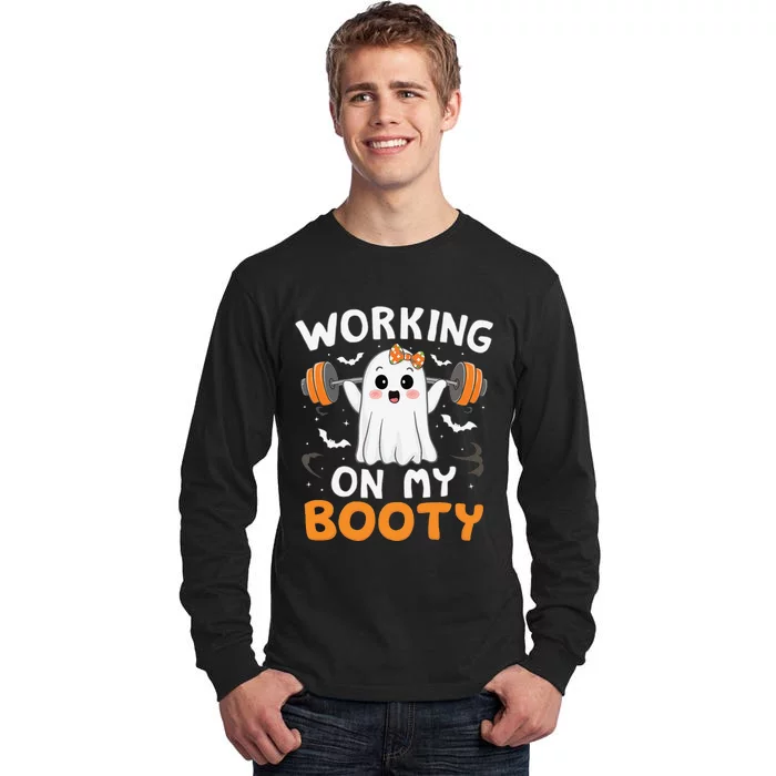 Working On My Booty Funny Halloween Ghost Gym Workout Tall Long Sleeve T-Shirt