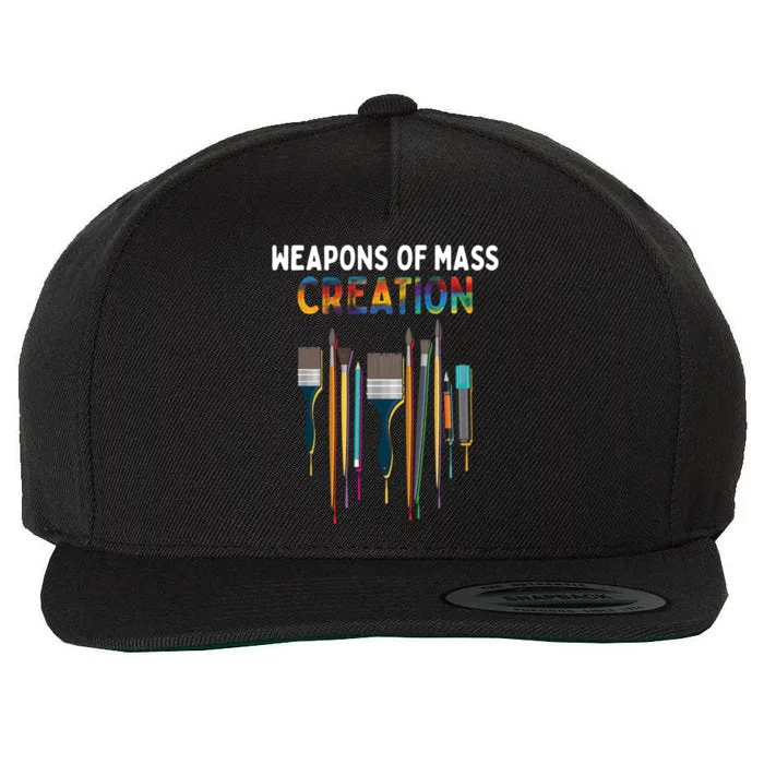 Weapons Of Mass Creation Artist Painting Gift Art Teachers Gift Wool Snapback Cap