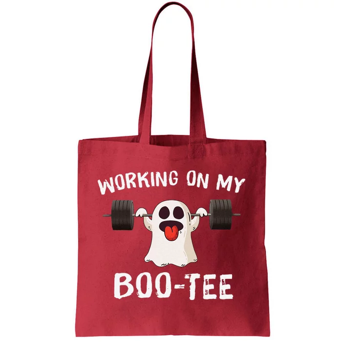 Working On My Boo Halloween Dead Lift Ghost Gym Weights Gift Tote Bag