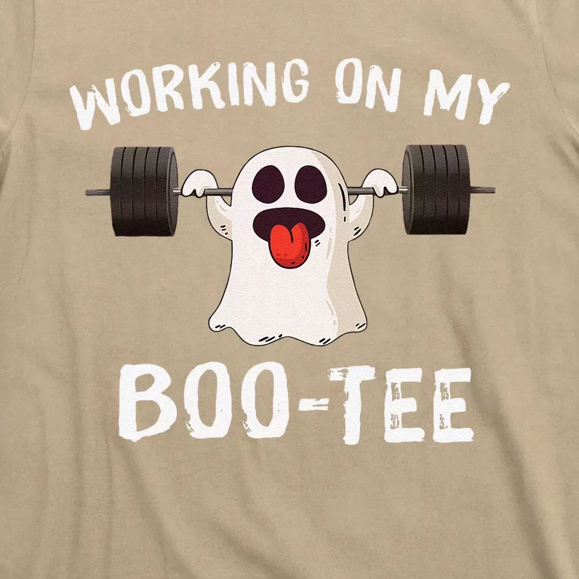 Working On My Boo Halloween Dead Lift Ghost Gym Weights Gift T-Shirt