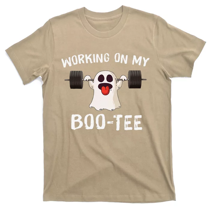 Working On My Boo Halloween Dead Lift Ghost Gym Weights Gift T-Shirt