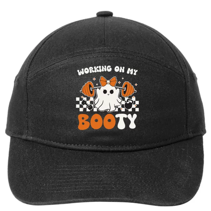 Working On My Booty Gymer Ghost Working Out Halloween 7-Panel Snapback Hat