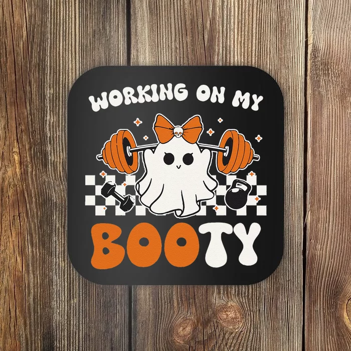 Working On My Booty Gymer Ghost Working Out Halloween Coaster