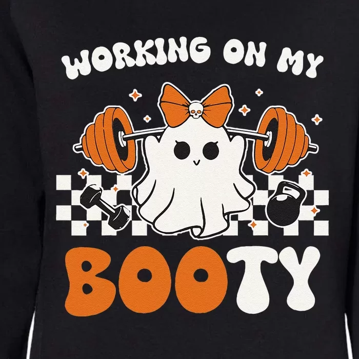 Working On My Booty Gymer Ghost Working Out Halloween Womens California Wash Sweatshirt