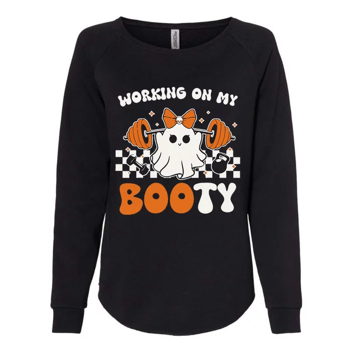 Working On My Booty Gymer Ghost Working Out Halloween Womens California Wash Sweatshirt