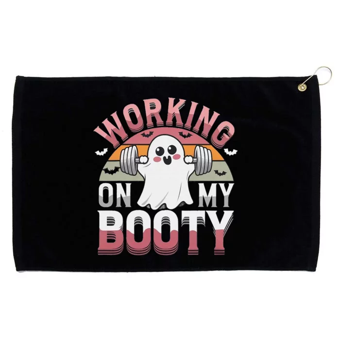 Working On My Booty Funny Halloween Ghost Gym Workout Grommeted Golf Towel