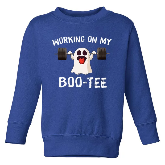 Working On My Boo Halloween Dead Lift Ghost Gym Weights Toddler Sweatshirt