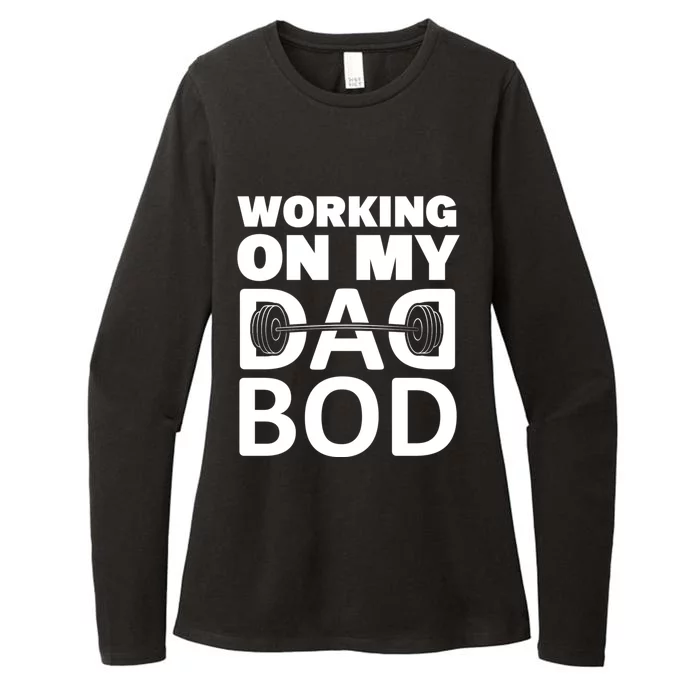 Working On My Dad Bod Fitness Barbell Exercise Father Meaningful Gift Womens CVC Long Sleeve Shirt