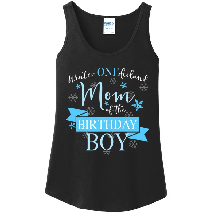 Winter Onederland Mom Of The Birthday Boy Ladies Essential Tank