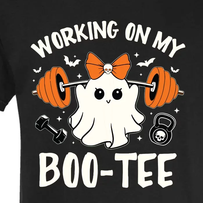 Working On My Boo Halloween Dead Lift Ghost Gym Weights Garment-Dyed Heavyweight T-Shirt