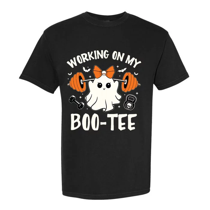 Working On My Boo Halloween Dead Lift Ghost Gym Weights Garment-Dyed Heavyweight T-Shirt