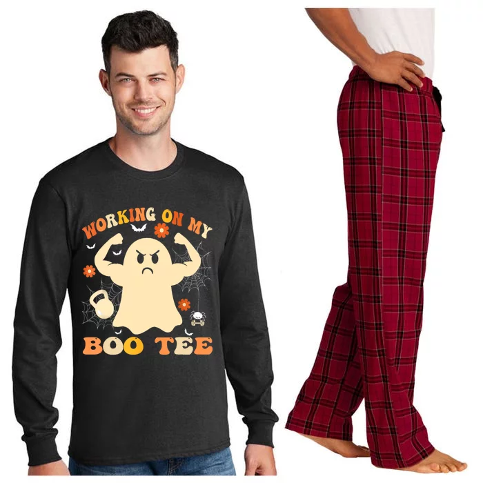 Working On My Boo Halloween Gym Workout Weightlifting Long Sleeve Pajama Set