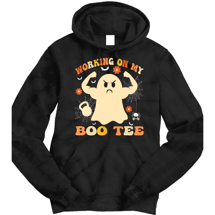 Working On My Boo Halloween Gym Workout Weightlifting Tie Dye Hoodie