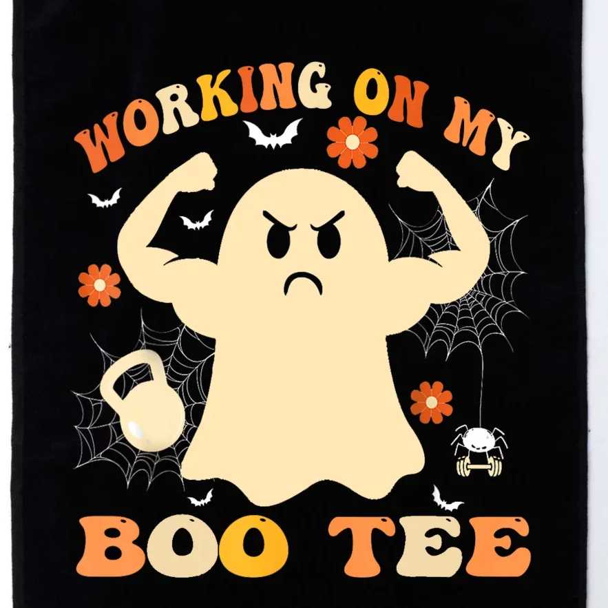 Working On My Boo Halloween Gym Workout Weightlifting Platinum Collection Golf Towel