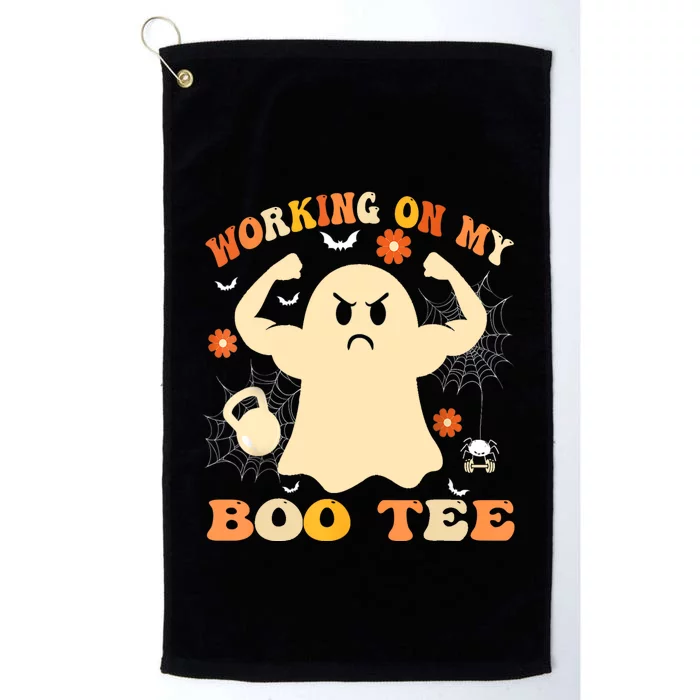 Working On My Boo Halloween Gym Workout Weightlifting Platinum Collection Golf Towel