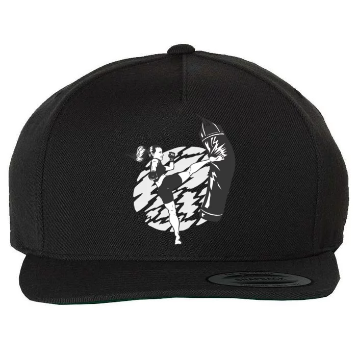 Woman High Kick Boxing Wool Snapback Cap