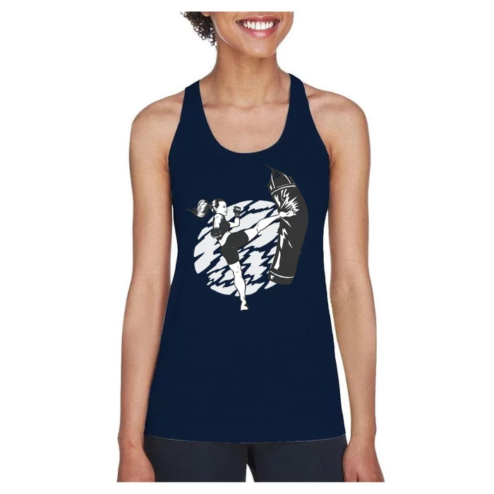 Woman High Kick Boxing Women's Racerback Tank