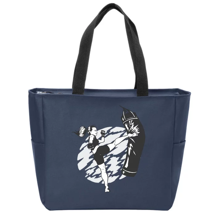 Woman High Kick Boxing Zip Tote Bag