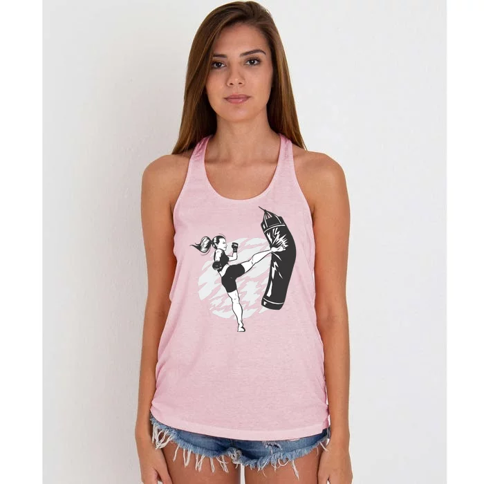 Woman High Kick Boxing Women's Knotted Racerback Tank