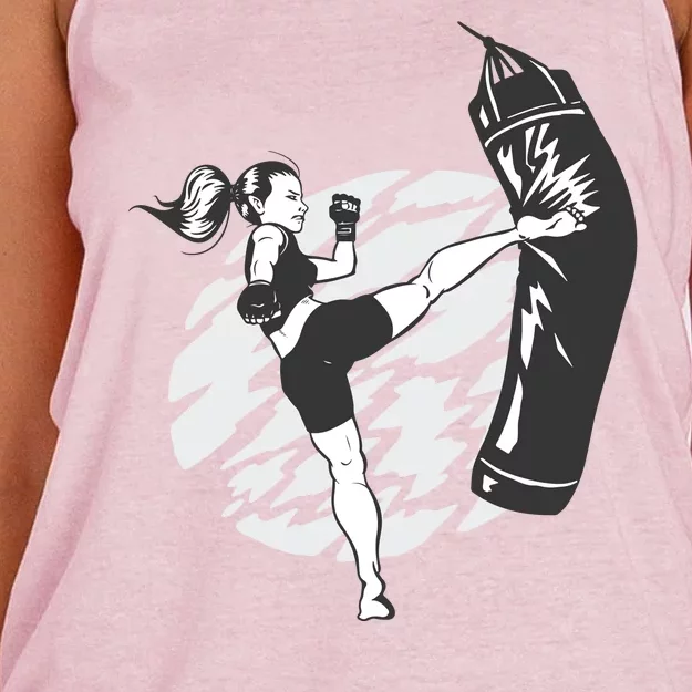 Woman High Kick Boxing Women's Knotted Racerback Tank