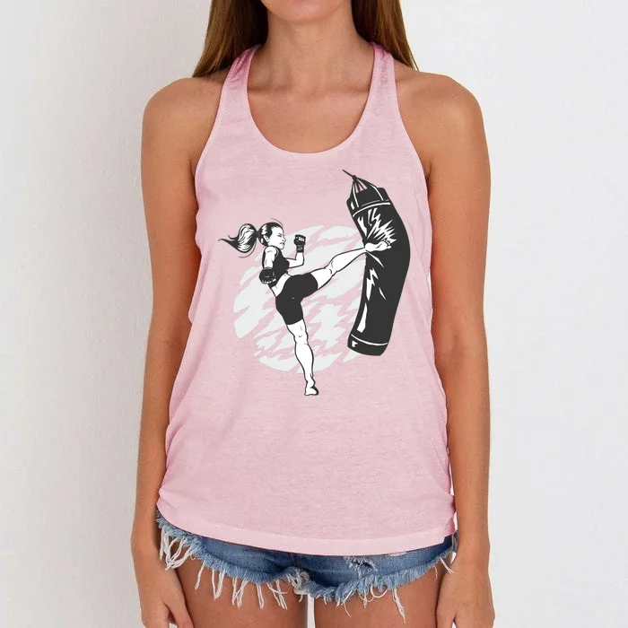 Woman High Kick Boxing Women's Knotted Racerback Tank