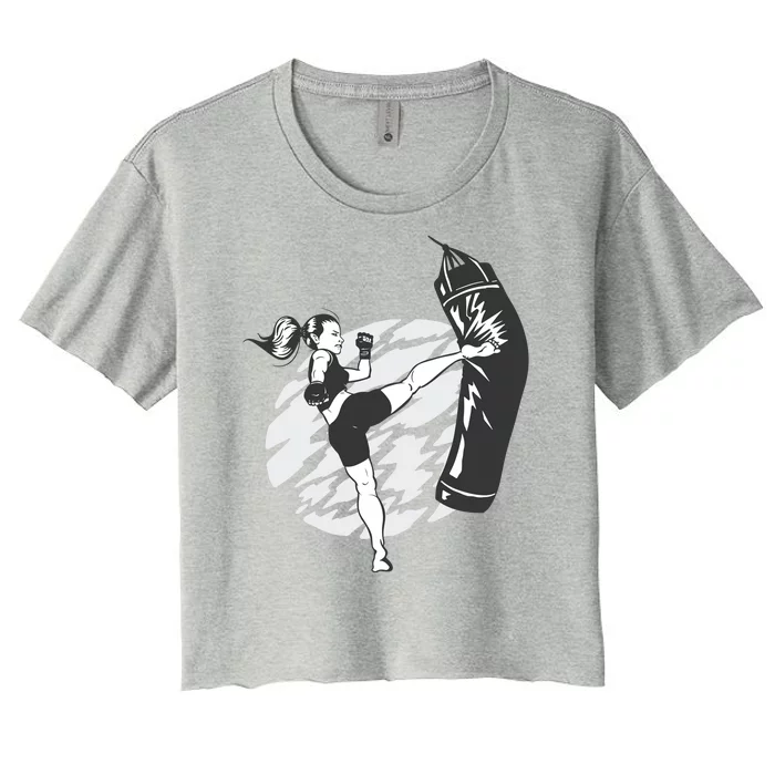 Woman High Kick Boxing Women's Crop Top Tee