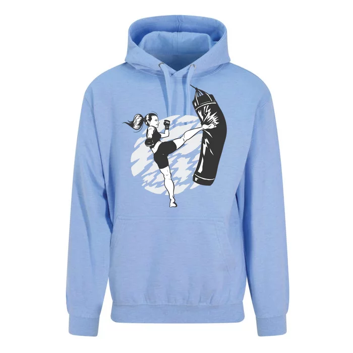 Woman High Kick Boxing Unisex Surf Hoodie