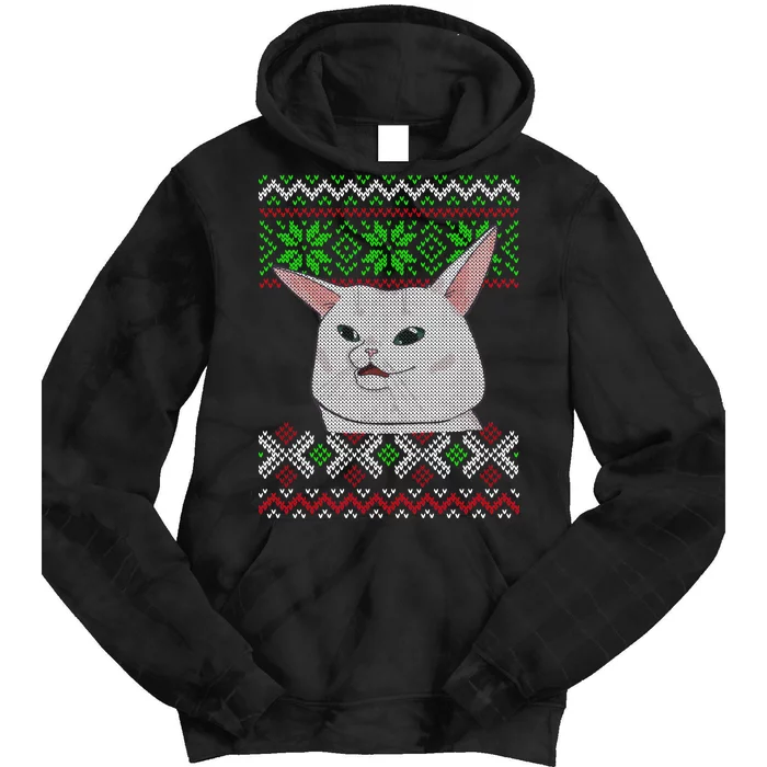 Woman Yelling At A Cat Ugly Christmas Sweater Meme Tie Dye Hoodie