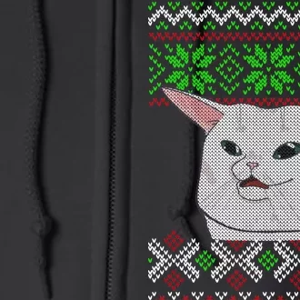 Woman Yelling At A Cat Ugly Christmas Sweater Meme Full Zip Hoodie