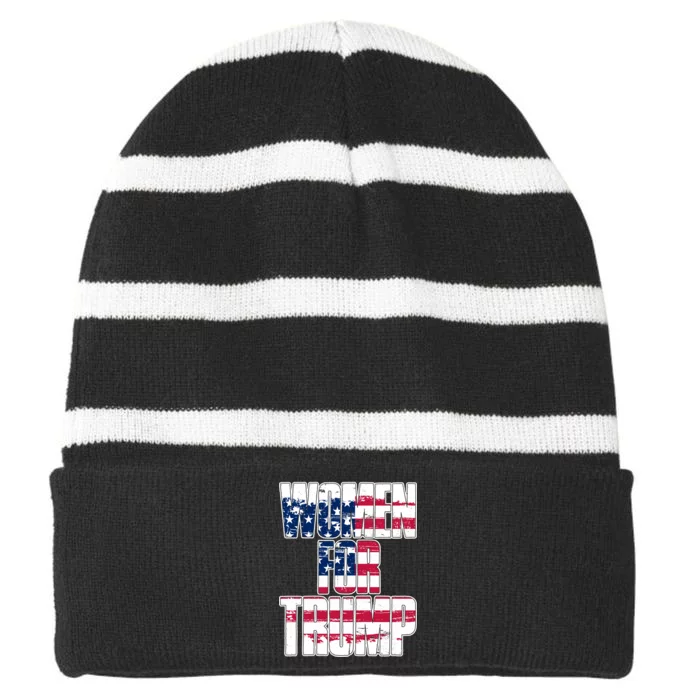 Women For Donald Trump Striped Beanie with Solid Band