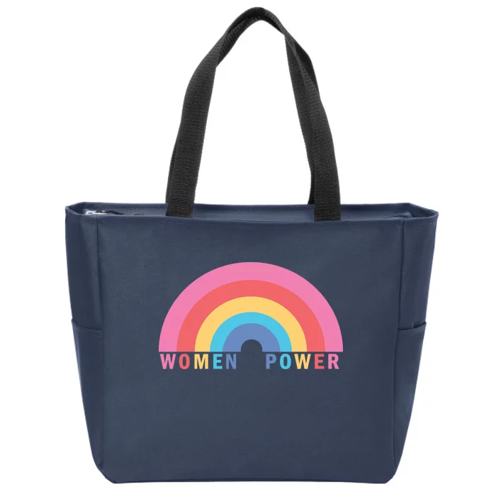 Women Power Rainbow Zip Tote Bag