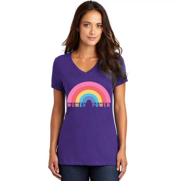 Women Power Rainbow Women's V-Neck T-Shirt