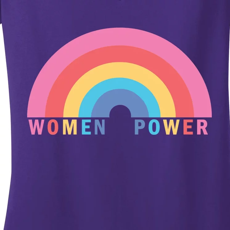 Women Power Rainbow Women's V-Neck T-Shirt