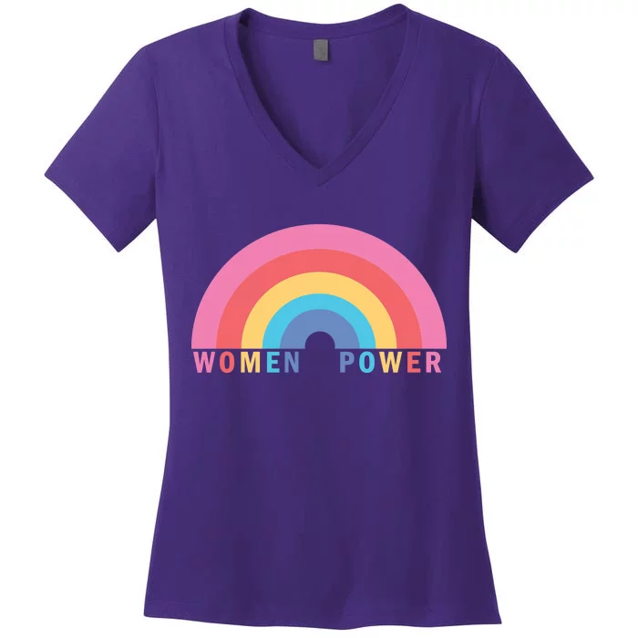 Women Power Rainbow Women's V-Neck T-Shirt