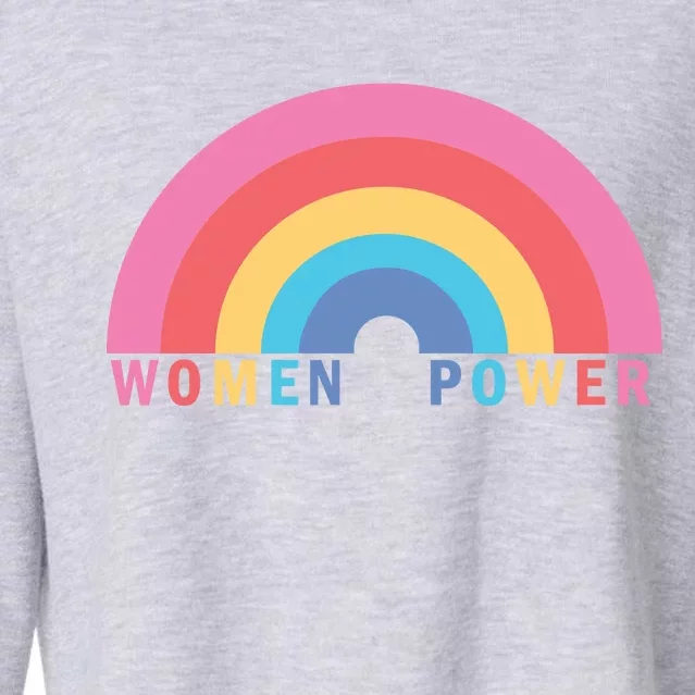 Women Power Rainbow Cropped Pullover Crew