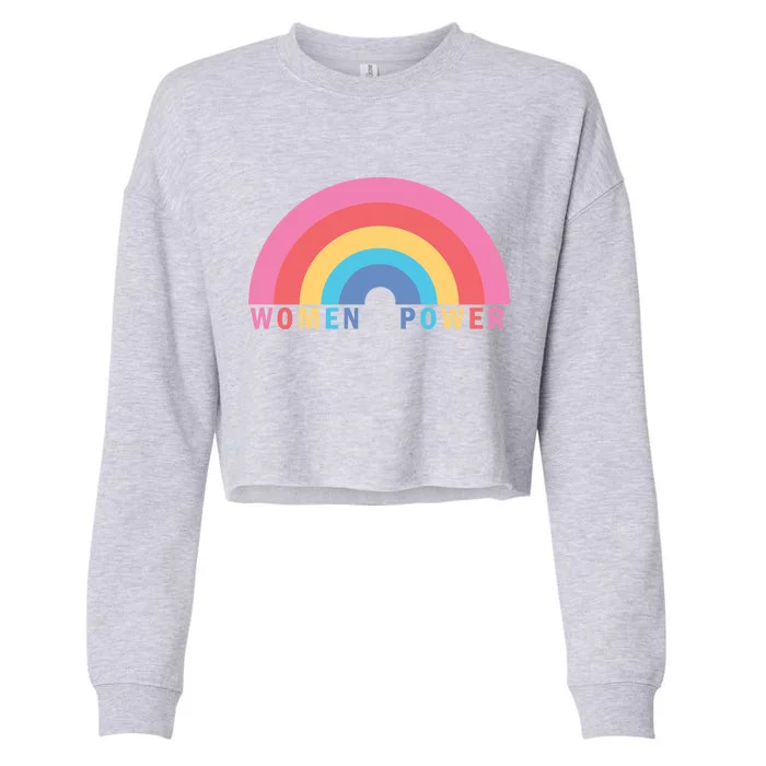 Women Power Rainbow Cropped Pullover Crew