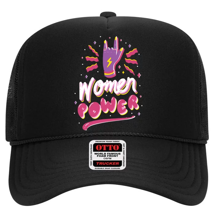 Women Power Rock High Crown Mesh Trucker Hat