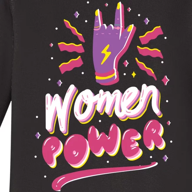 Women Power Rock Baby Long Sleeve Bodysuit