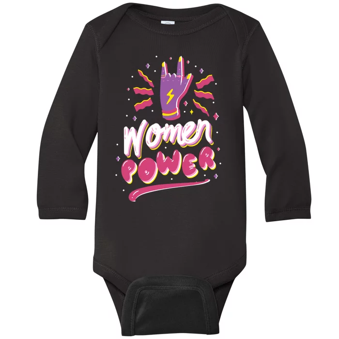 Women Power Rock Baby Long Sleeve Bodysuit