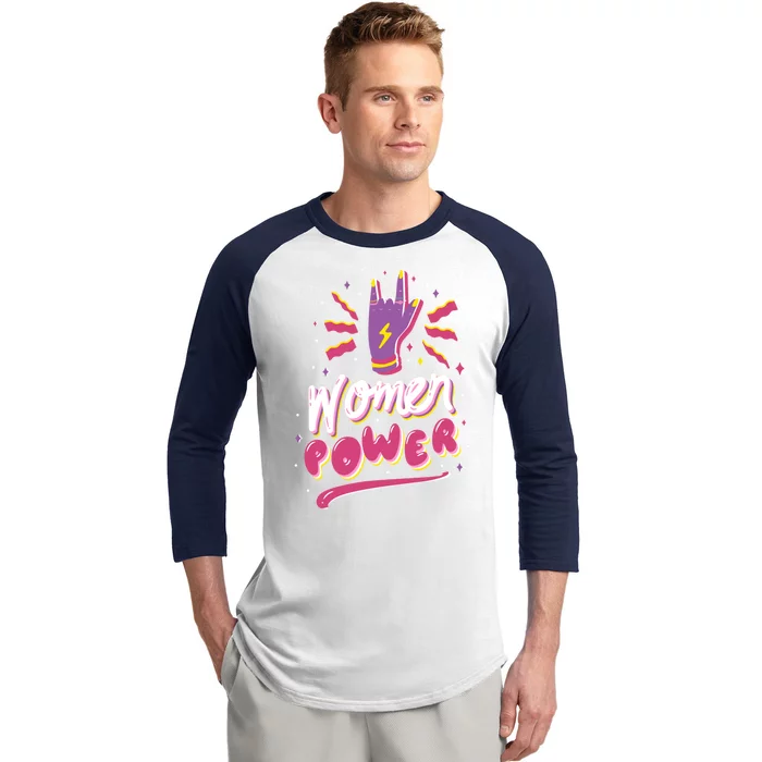 Women Power Rock Baseball Sleeve Shirt