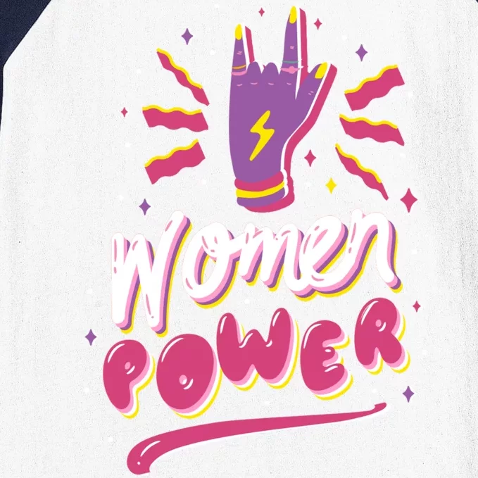 Women Power Rock Baseball Sleeve Shirt