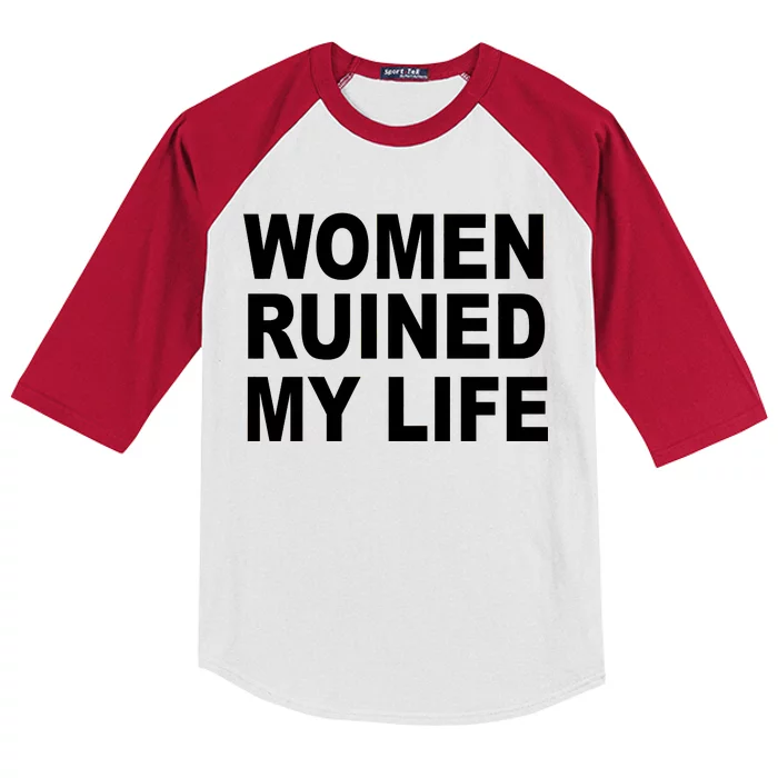 Women Ruined My Life Kids Colorblock Raglan Jersey