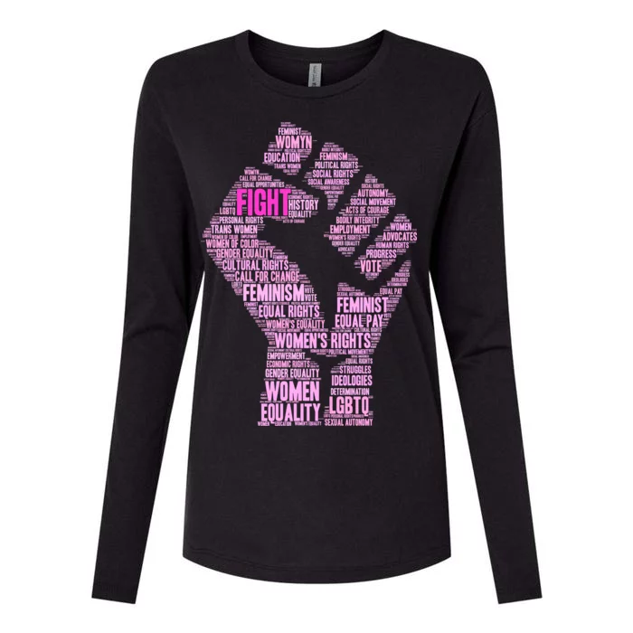 Women's March Equality Fist Mash Up Womens Cotton Relaxed Long Sleeve T-Shirt