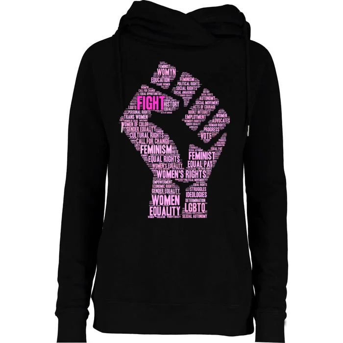 Women's March Equality Fist Mash Up Womens Funnel Neck Pullover Hood