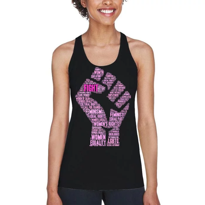 Women's March Equality Fist Mash Up Women's Racerback Tank