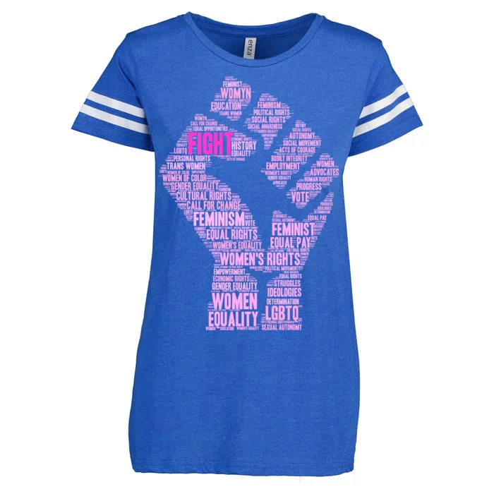 Women's March Equality Fist Mash Up Enza Ladies Jersey Football T-Shirt