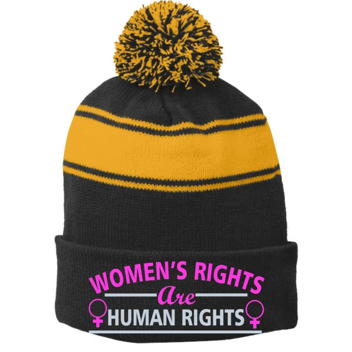 Women's Rights Are Human Rights Stripe Pom Pom Beanie