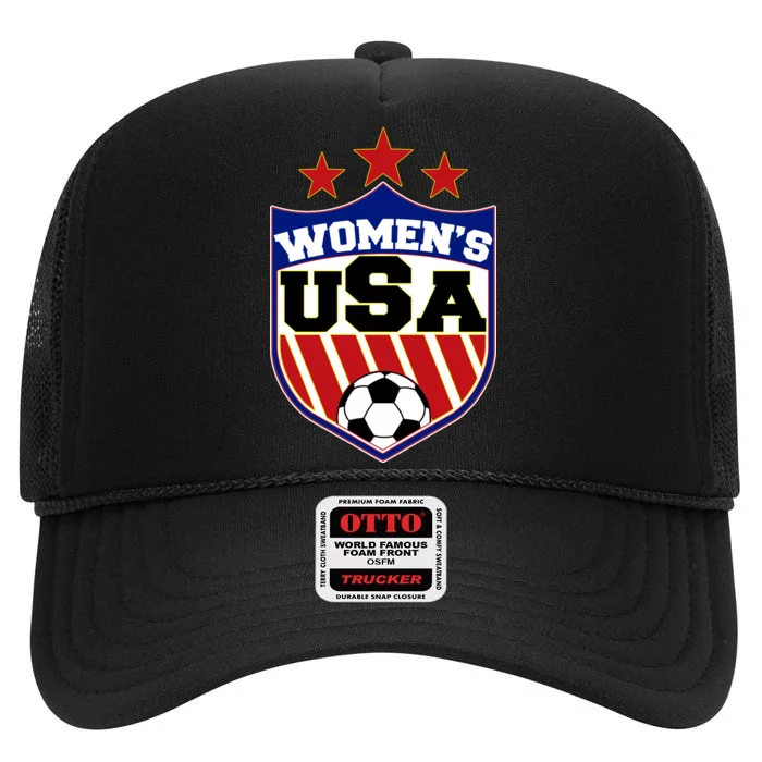 Womens Soccer USA Emblem High Crown Mesh Trucker Hat