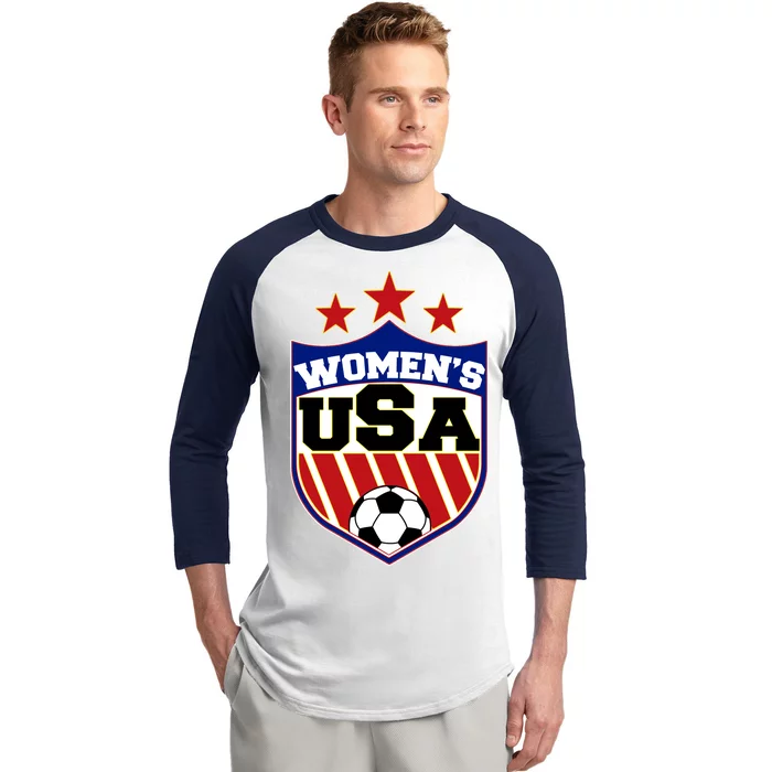 Womens Soccer USA Emblem Baseball Sleeve Shirt